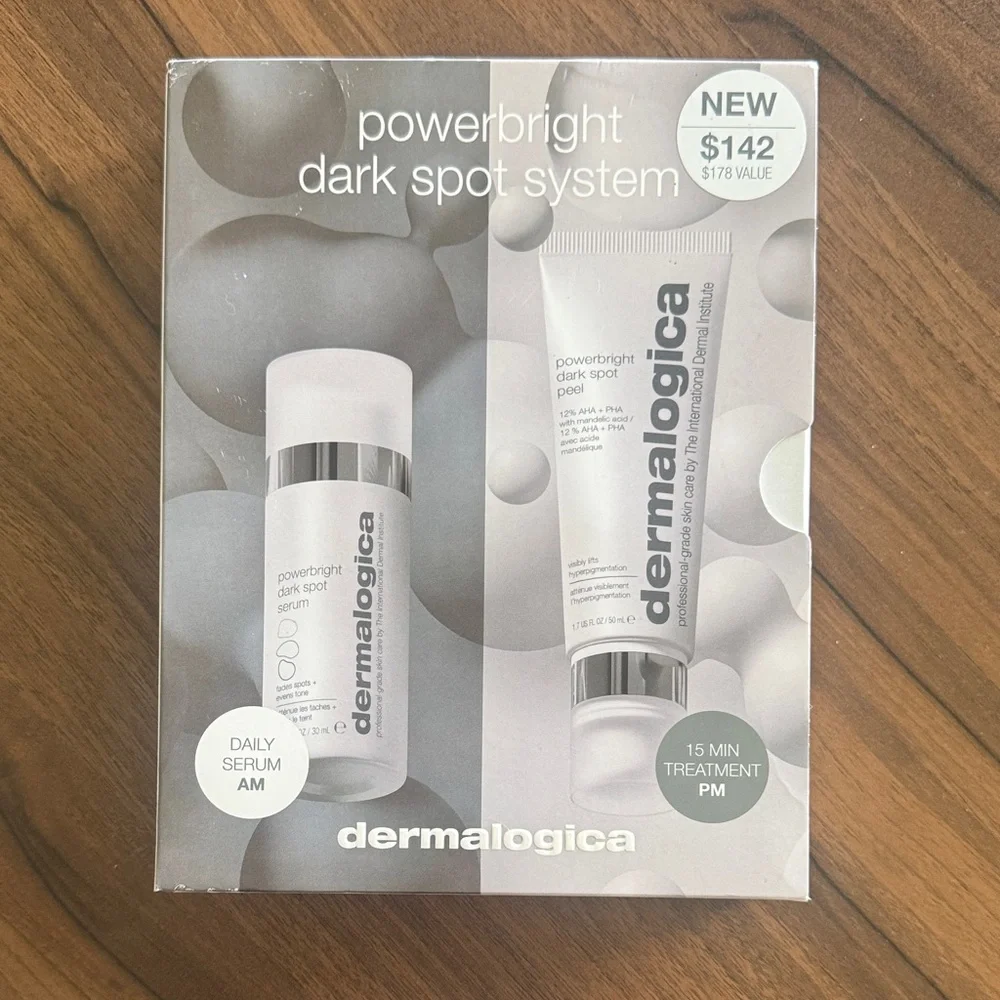 dermalogica NWT Powerbright Dark Spot System Kit serum & peel combo